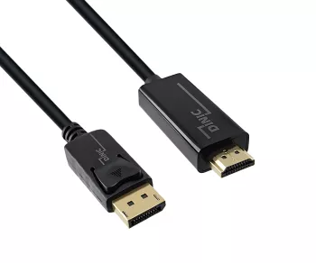 DisplayPort to HDMI cable, DP 20pin to HDMI plug, resolution max. 1920x1080p at 60Hz, black, DINIC polybag, 1m